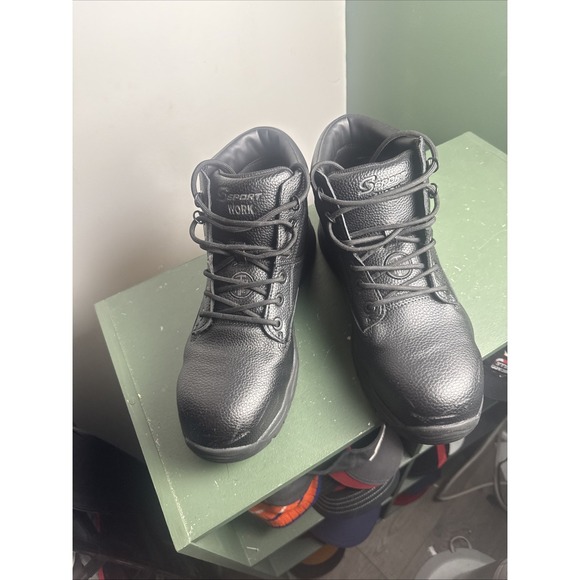 S Sport By Skechers Elton Black Steel Toe Leather Work Boots Men\'s Size 12 main image 8